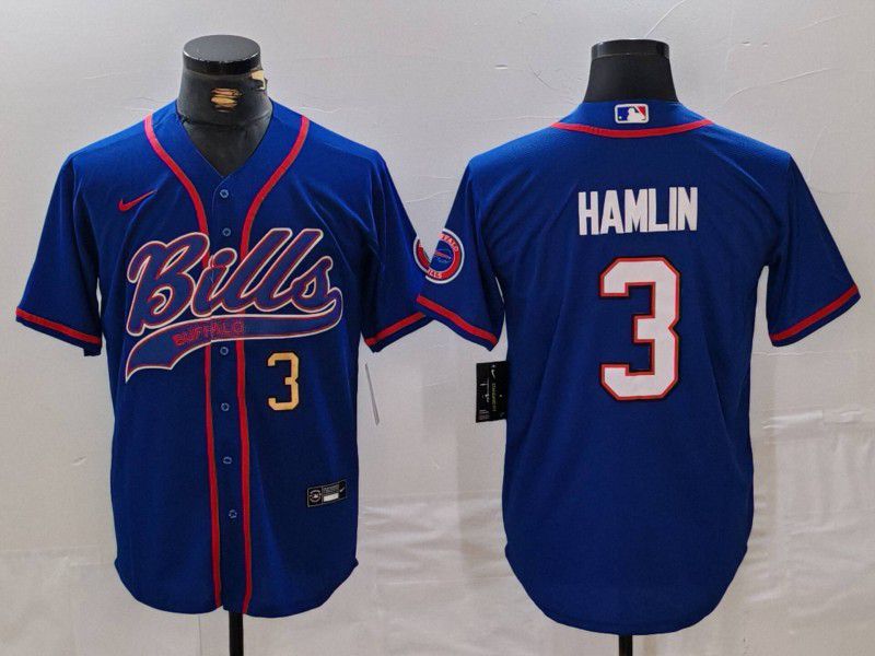 Men Buffalo Bills #3 Hamlin Blue Joint Name 2024 Nike Limited NFL Jersey style 2